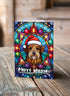 Welsh Terrier in a Santa Hat Christmas Card